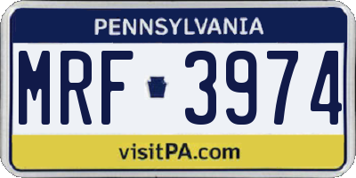 PA license plate MRF3974