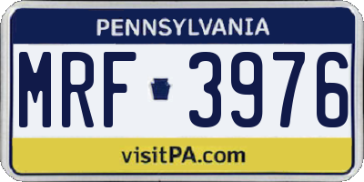 PA license plate MRF3976