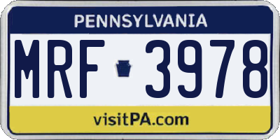 PA license plate MRF3978