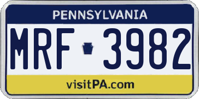 PA license plate MRF3982