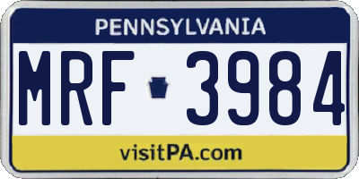 PA license plate MRF3984