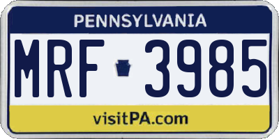 PA license plate MRF3985
