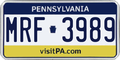 PA license plate MRF3989