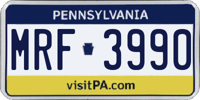 PA license plate MRF3990