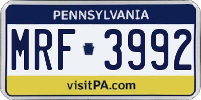 PA license plate MRF3992