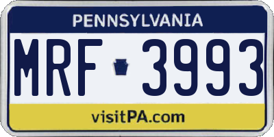 PA license plate MRF3993
