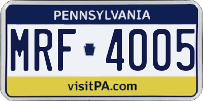 PA license plate MRF4005