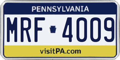 PA license plate MRF4009
