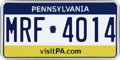 PA license plate MRF4014