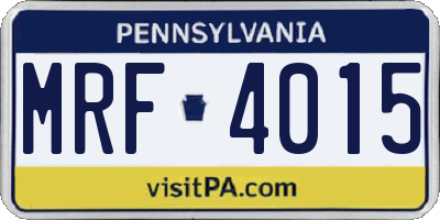 PA license plate MRF4015
