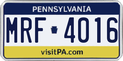 PA license plate MRF4016