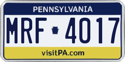 PA license plate MRF4017