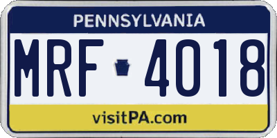 PA license plate MRF4018
