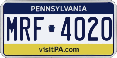 PA license plate MRF4020