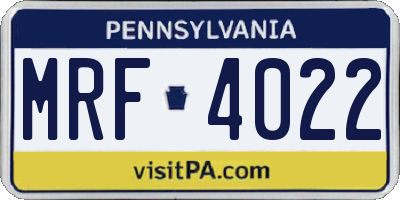 PA license plate MRF4022