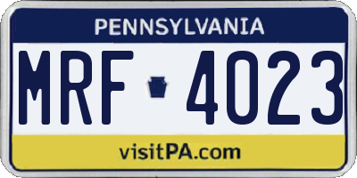 PA license plate MRF4023