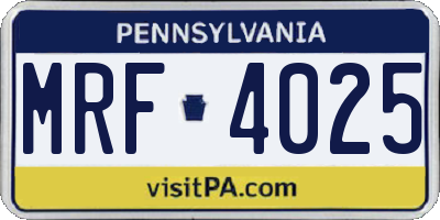 PA license plate MRF4025