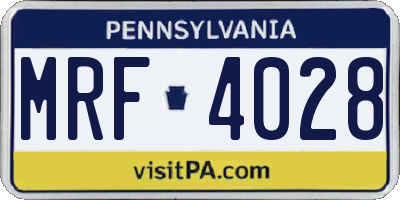 PA license plate MRF4028