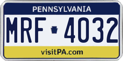 PA license plate MRF4032