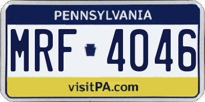 PA license plate MRF4046