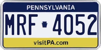PA license plate MRF4052