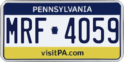 PA license plate MRF4059