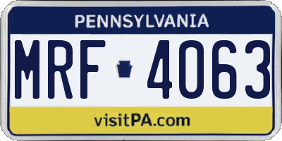 PA license plate MRF4063