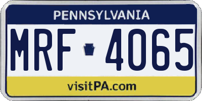 PA license plate MRF4065