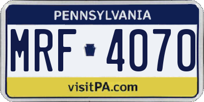 PA license plate MRF4070