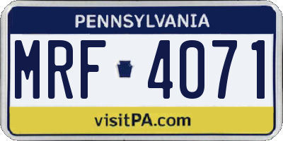 PA license plate MRF4071