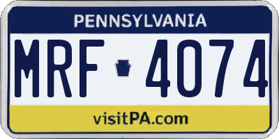 PA license plate MRF4074