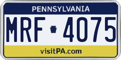 PA license plate MRF4075
