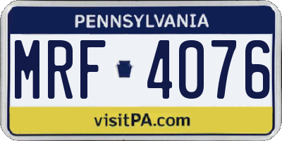 PA license plate MRF4076
