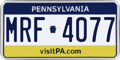 PA license plate MRF4077