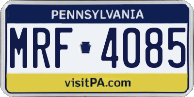 PA license plate MRF4085