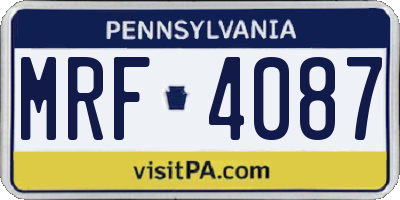 PA license plate MRF4087