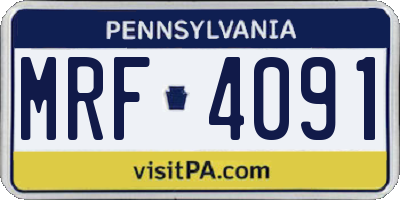 PA license plate MRF4091