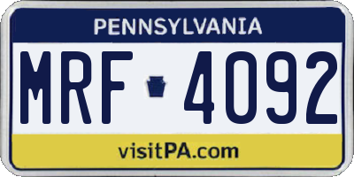 PA license plate MRF4092