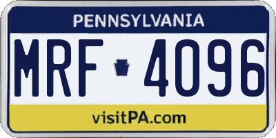 PA license plate MRF4096