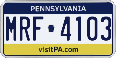 PA license plate MRF4103