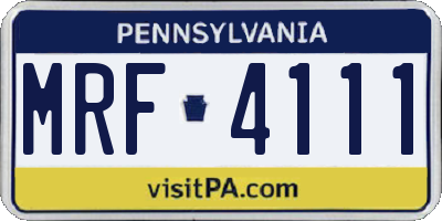 PA license plate MRF4111
