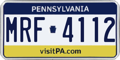 PA license plate MRF4112