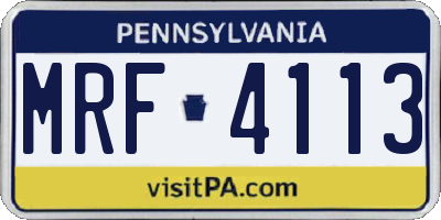 PA license plate MRF4113
