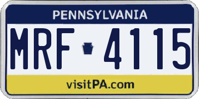 PA license plate MRF4115
