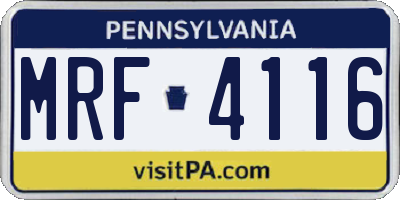 PA license plate MRF4116