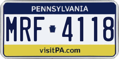 PA license plate MRF4118