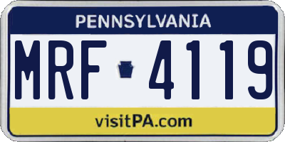 PA license plate MRF4119