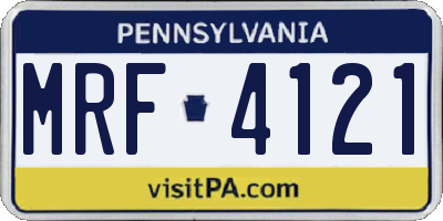 PA license plate MRF4121