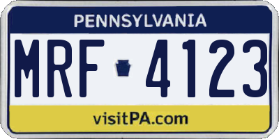 PA license plate MRF4123