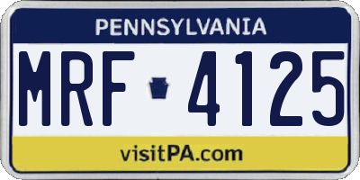 PA license plate MRF4125